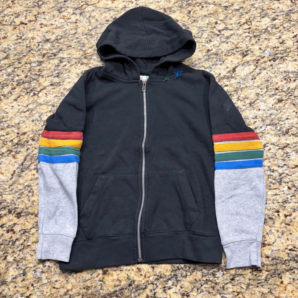 Vintage Havana Boy Black Rainbow Stripe Full Zip Hoodie Sweatshirt Size M ws